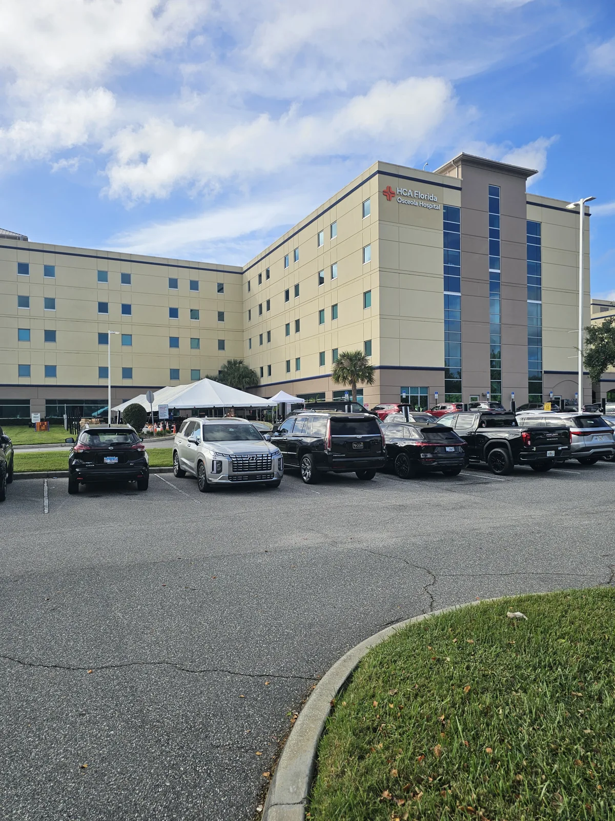 HCA Florida Osceola Hospital in Kissimmee with the festival tent outside