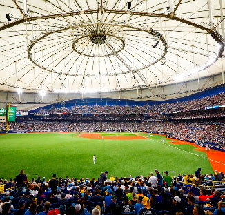 Interior view of the field and seating at Tropicana Field